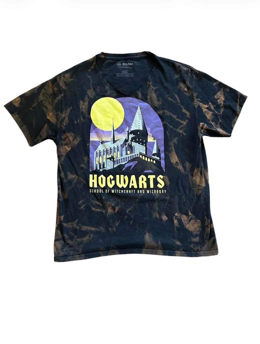 Harry Potter Hogwarts School of Witchcraft and Wizardry Bleached Wash Graphic T-